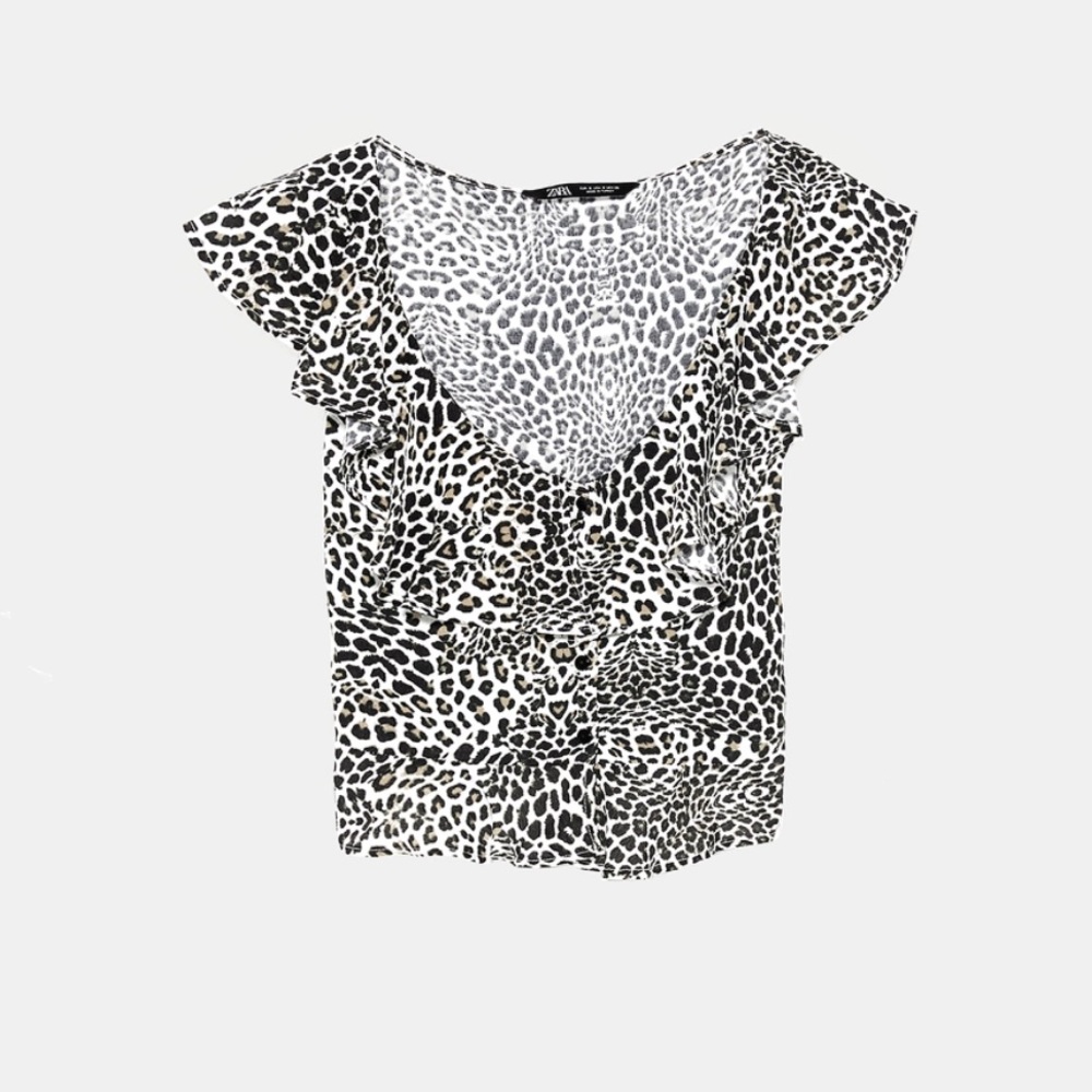 ZARA BNWT Animal Print Ruffled Shorts + Top 2pc Coord Set - Picture 4 of 8